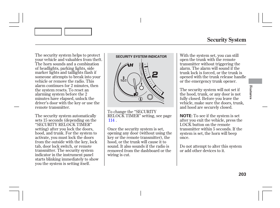 Security system | Acura 2006 TSX - Owner's Manual User Manual | Page 204 / 366