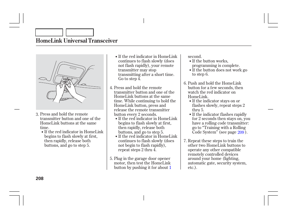 Homelink universal transceiver | Acura 2006 TSX - Owner's Manual User Manual | Page 209 / 366