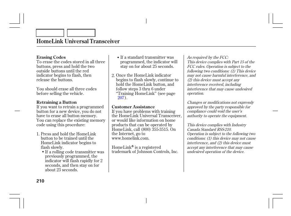 Homelink universal transceiver | Acura 2006 TSX - Owner's Manual User Manual | Page 211 / 366