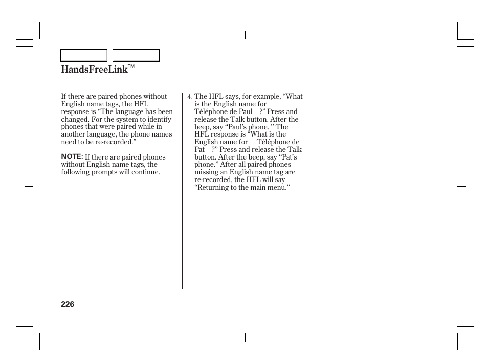 Handsfreelink | Acura 2006 TSX - Owner's Manual User Manual | Page 227 / 366