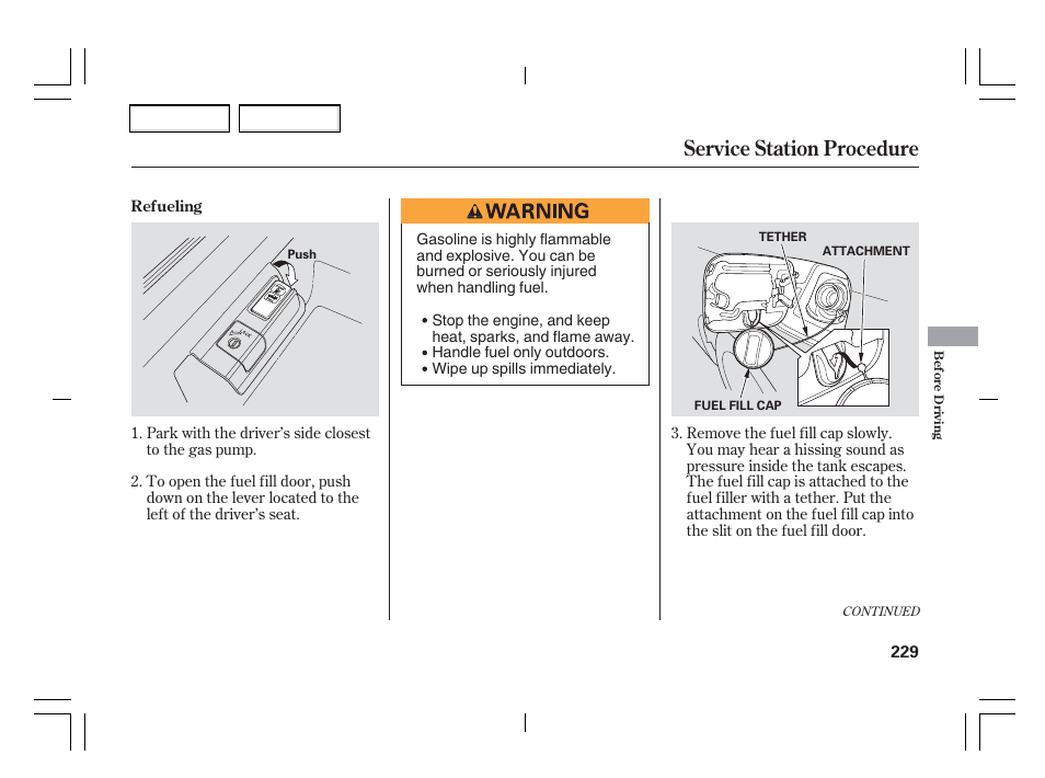 Service station procedure | Acura 2006 TSX - Owner's Manual User Manual | Page 230 / 366