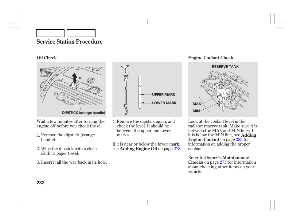 Service station procedure | Acura 2006 TSX - Owner's Manual User Manual | Page 233 / 366