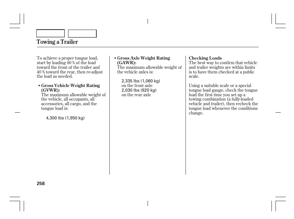 Towing a trailer | Acura 2006 TSX - Owner's Manual User Manual | Page 259 / 366