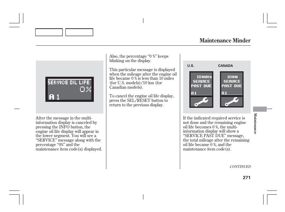 Maintenance minder | Acura 2006 TSX - Owner's Manual User Manual | Page 272 / 366