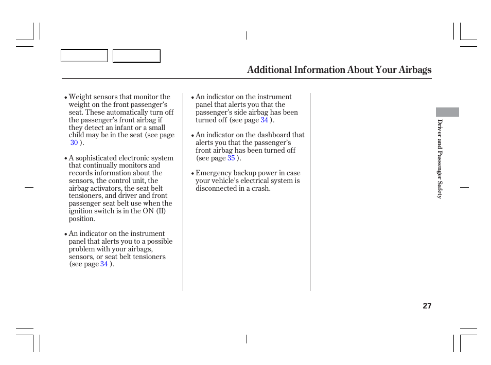 Additional information about your airbags | Acura 2006 TSX - Owner's Manual User Manual | Page 28 / 366