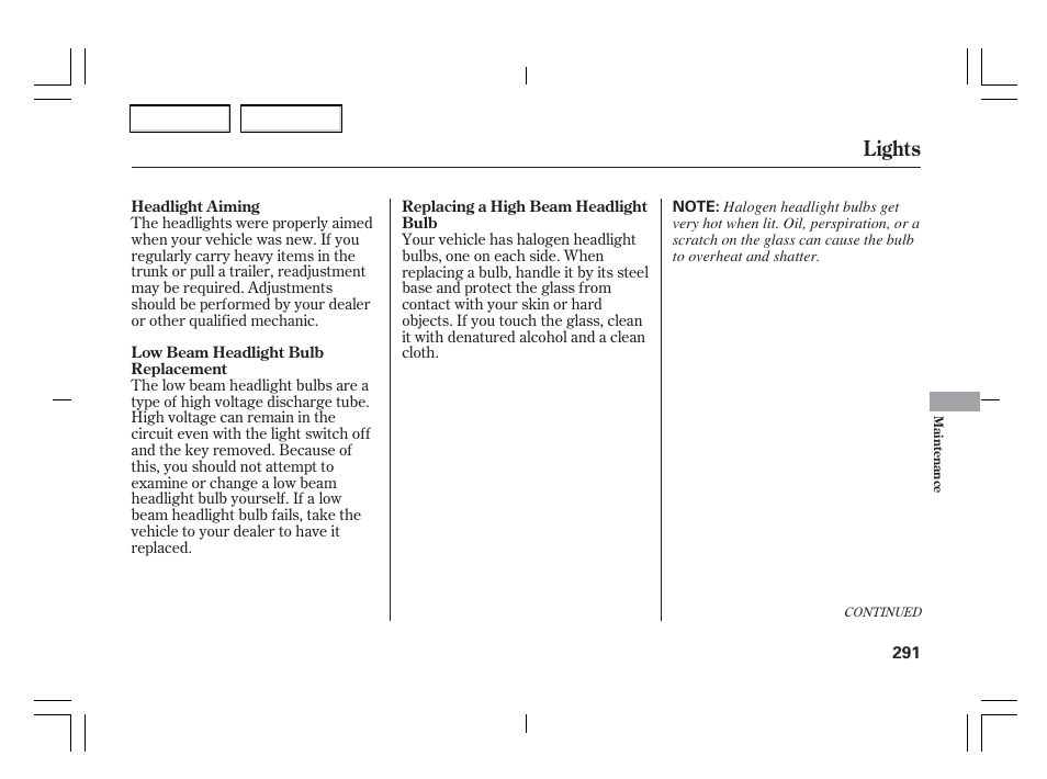 Lights | Acura 2006 TSX - Owner's Manual User Manual | Page 292 / 366