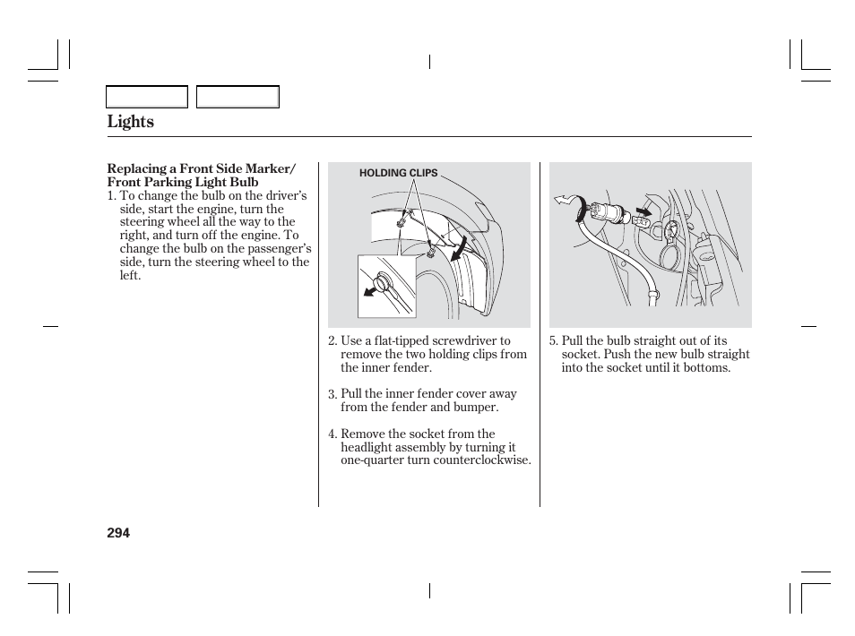 Lights | Acura 2006 TSX - Owner's Manual User Manual | Page 295 / 366