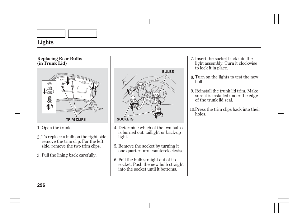 Lights | Acura 2006 TSX - Owner's Manual User Manual | Page 297 / 366