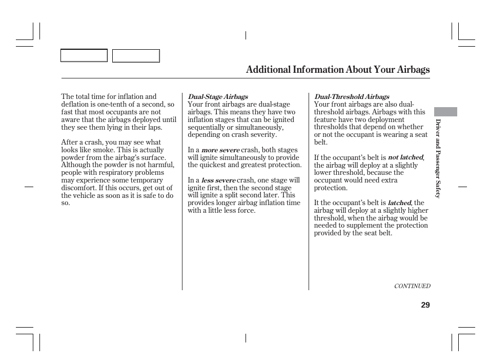 Additional information about your airbags | Acura 2006 TSX - Owner's Manual User Manual | Page 30 / 366