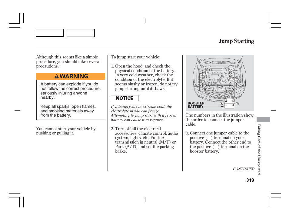 Jump starting | Acura 2006 TSX - Owner's Manual User Manual | Page 320 / 366