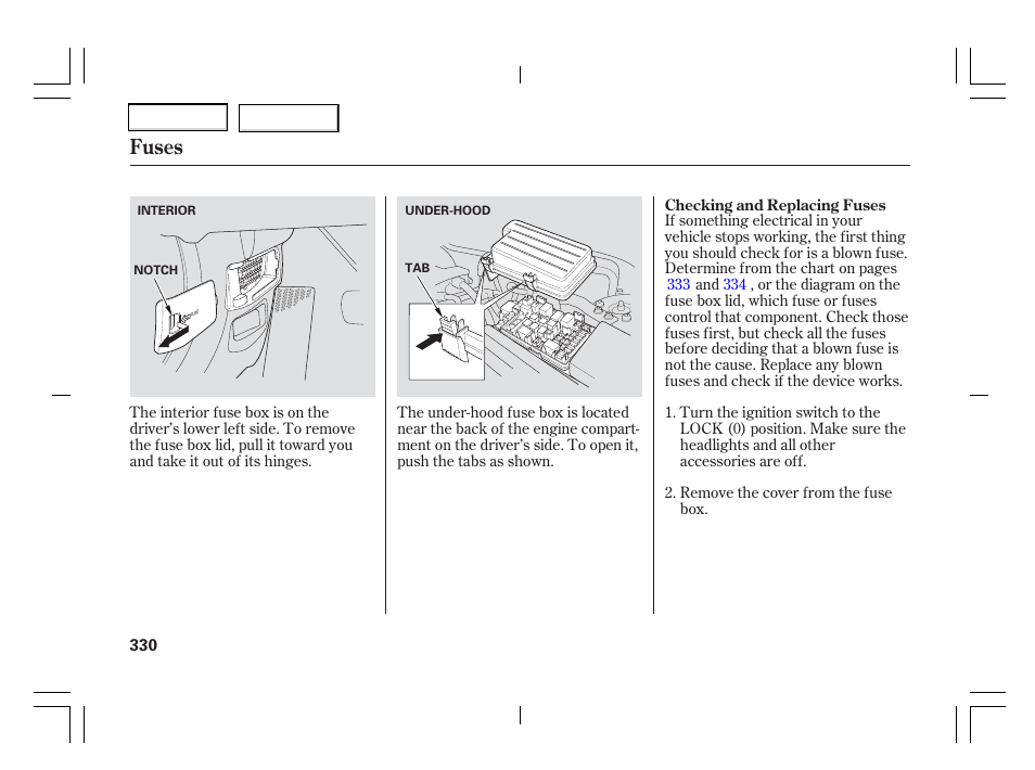 Fuses | Acura 2006 TSX - Owner's Manual User Manual | Page 331 / 366