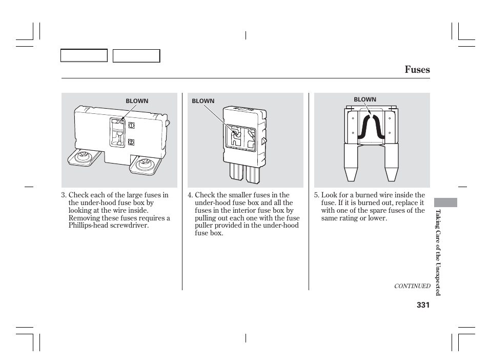 Fuses | Acura 2006 TSX - Owner's Manual User Manual | Page 332 / 366