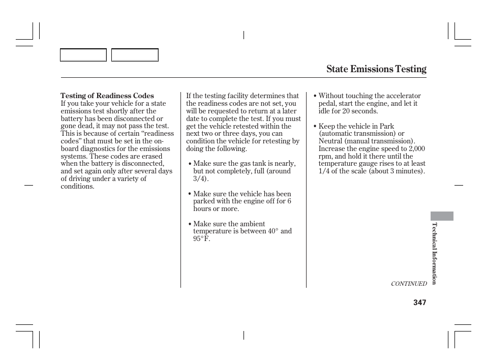 State emissions testing | Acura 2006 TSX - Owner's Manual User Manual | Page 348 / 366