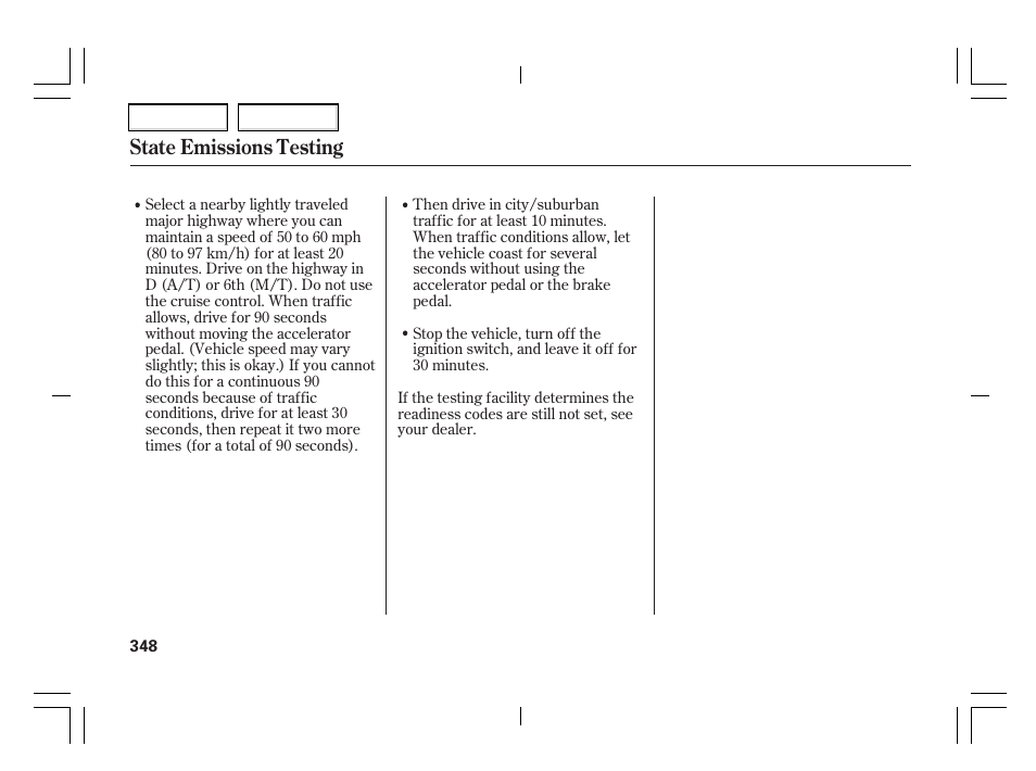 State emissions testing | Acura 2006 TSX - Owner's Manual User Manual | Page 349 / 366