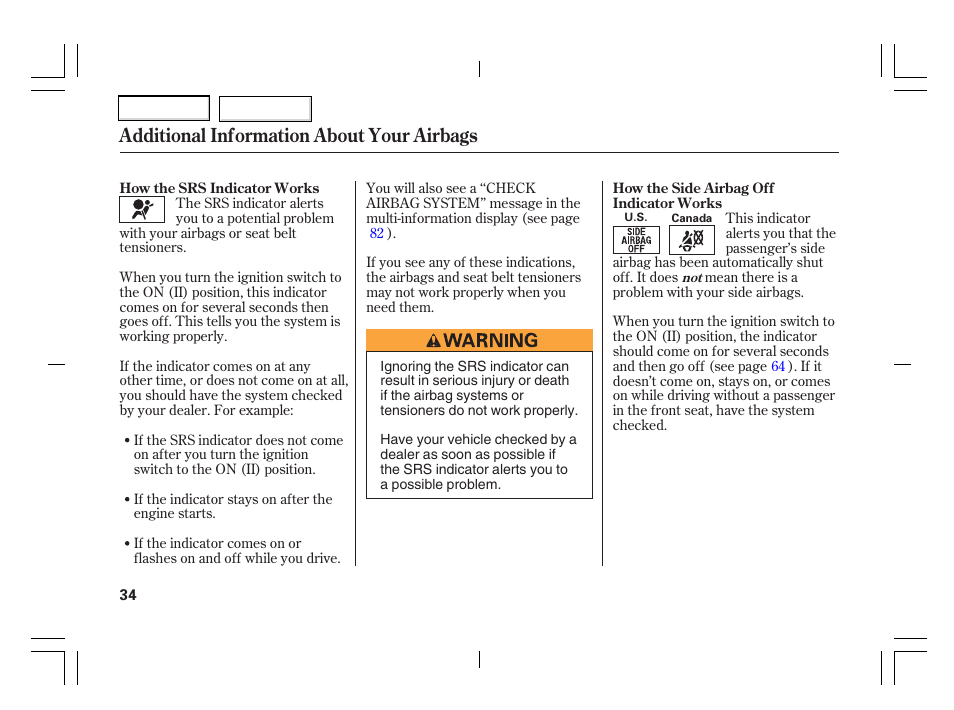 Additional information about your airbags | Acura 2006 TSX - Owner's Manual User Manual | Page 35 / 366