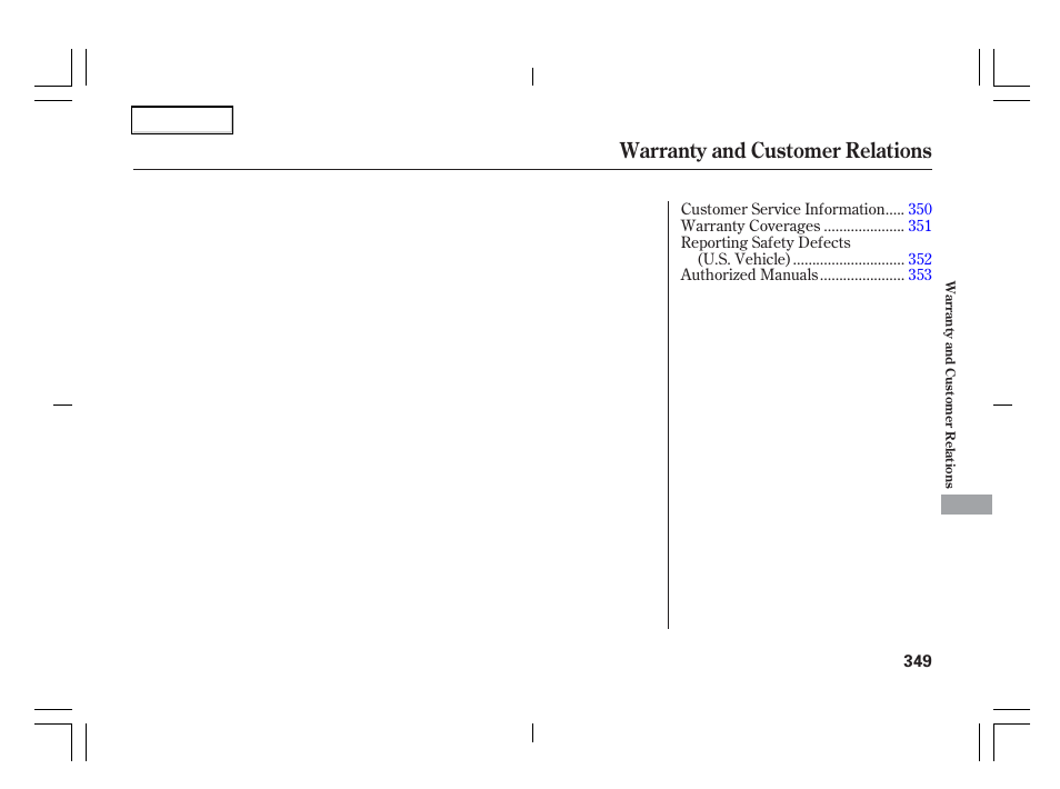 Warranty and customer relations | Acura 2006 TSX - Owner's Manual User Manual | Page 350 / 366