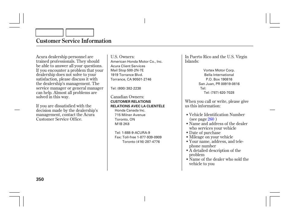 Customer service information | Acura 2006 TSX - Owner's Manual User Manual | Page 351 / 366