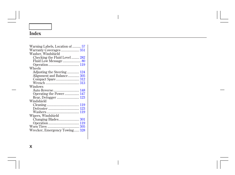 Index | Acura 2006 TSX - Owner's Manual User Manual | Page 365 / 366