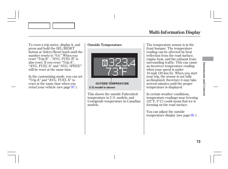 Multi-information display | Acura 2006 TSX - Owner's Manual User Manual | Page 74 / 366