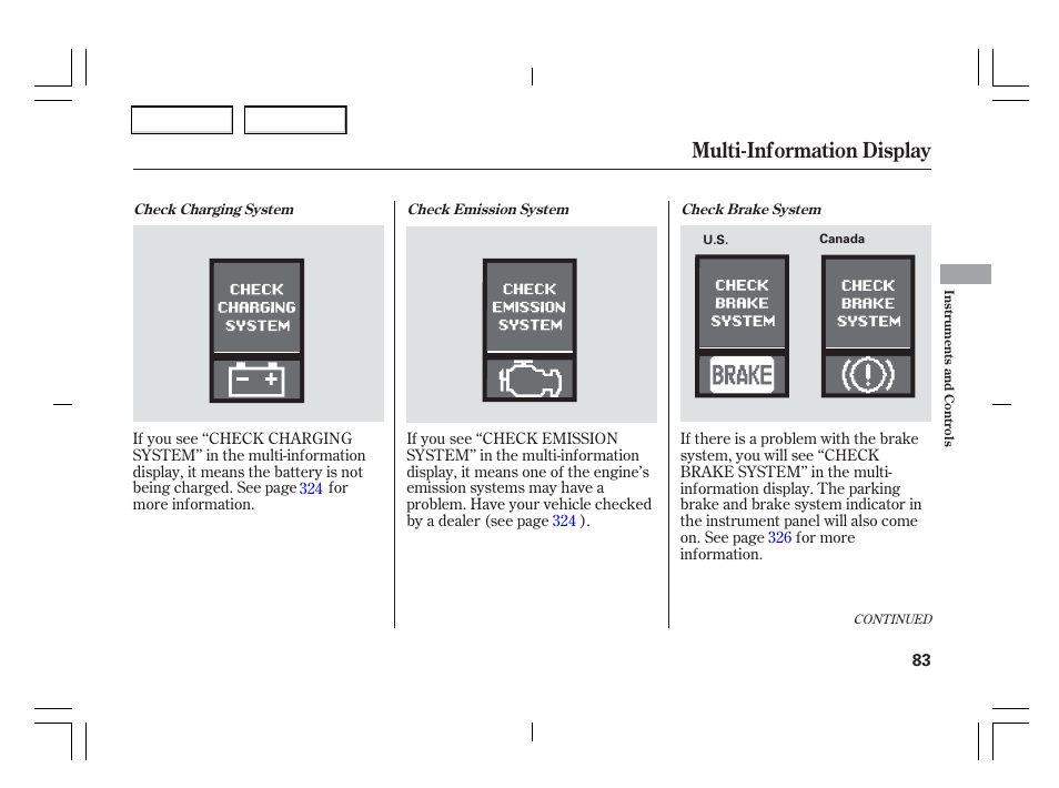 Multi-information display | Acura 2006 TSX - Owner's Manual User Manual | Page 84 / 366