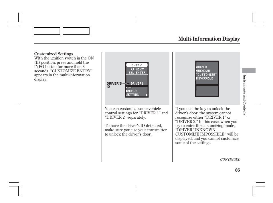 Multi-information display | Acura 2006 TSX - Owner's Manual User Manual | Page 86 / 366