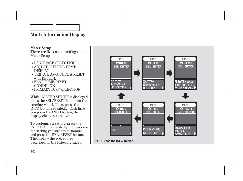 Multi-information display | Acura 2006 TSX - Owner's Manual User Manual | Page 93 / 366