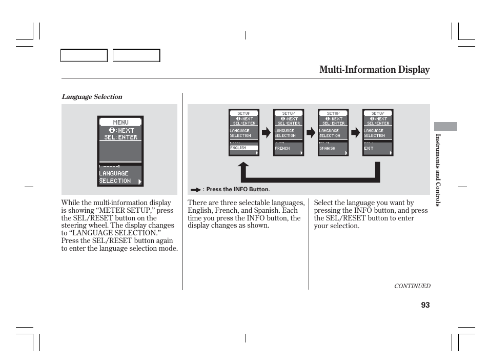 Multi-information display | Acura 2006 TSX - Owner's Manual User Manual | Page 94 / 366