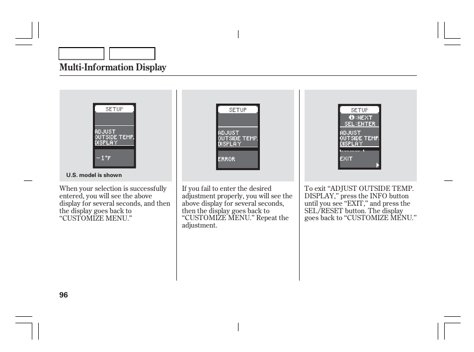 Multi-information display | Acura 2006 TSX - Owner's Manual User Manual | Page 97 / 366