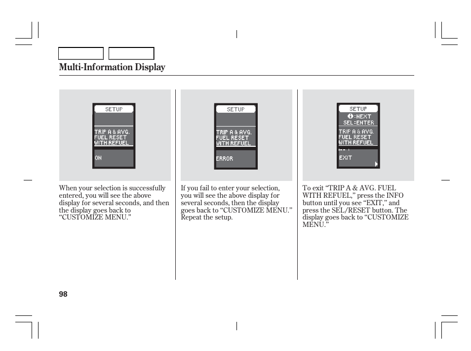 Multi-information display | Acura 2006 TSX - Owner's Manual User Manual | Page 99 / 366