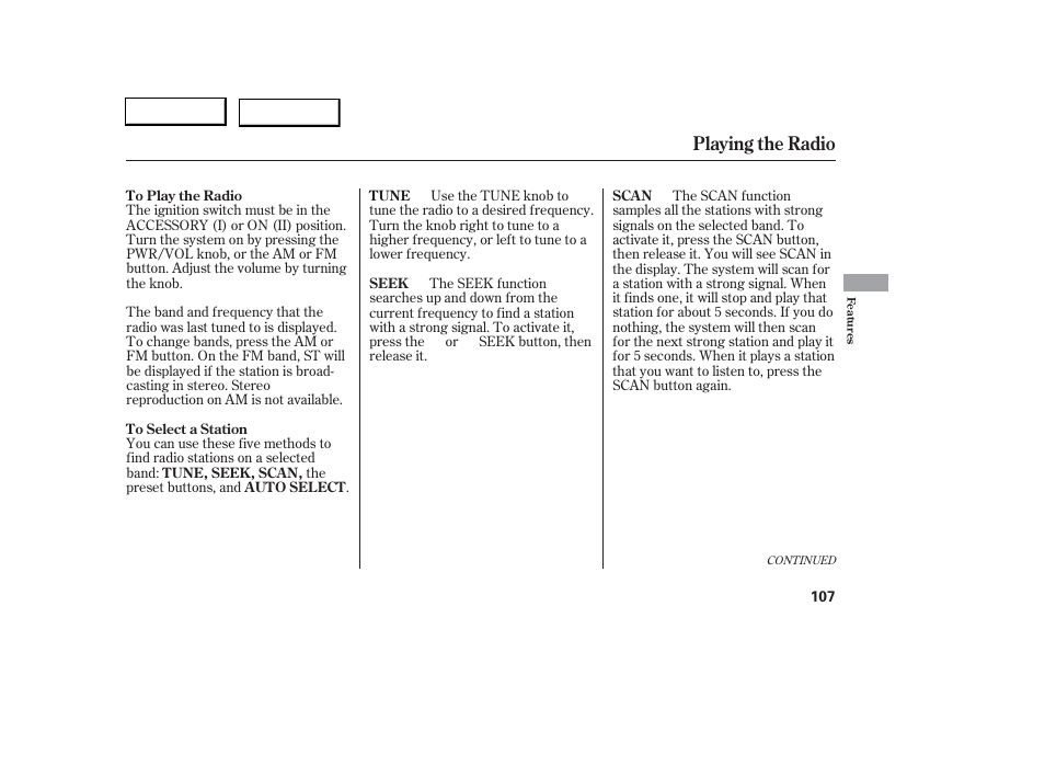 Playing the radio | Acura 2006 RSX - Owner's Manual User Manual | Page 108 / 255
