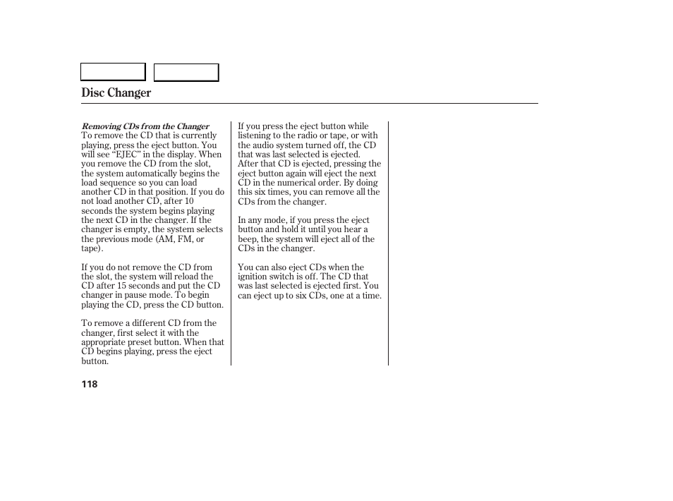 Disc changer | Acura 2006 RSX - Owner's Manual User Manual | Page 119 / 255