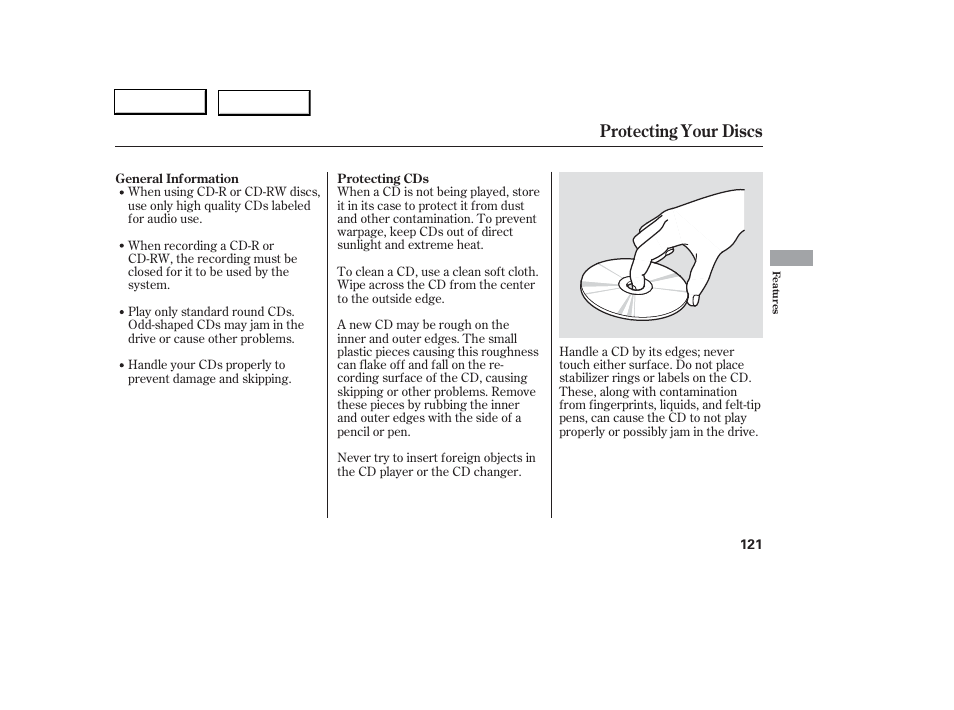 Protecting your discs | Acura 2006 RSX - Owner's Manual User Manual | Page 122 / 255
