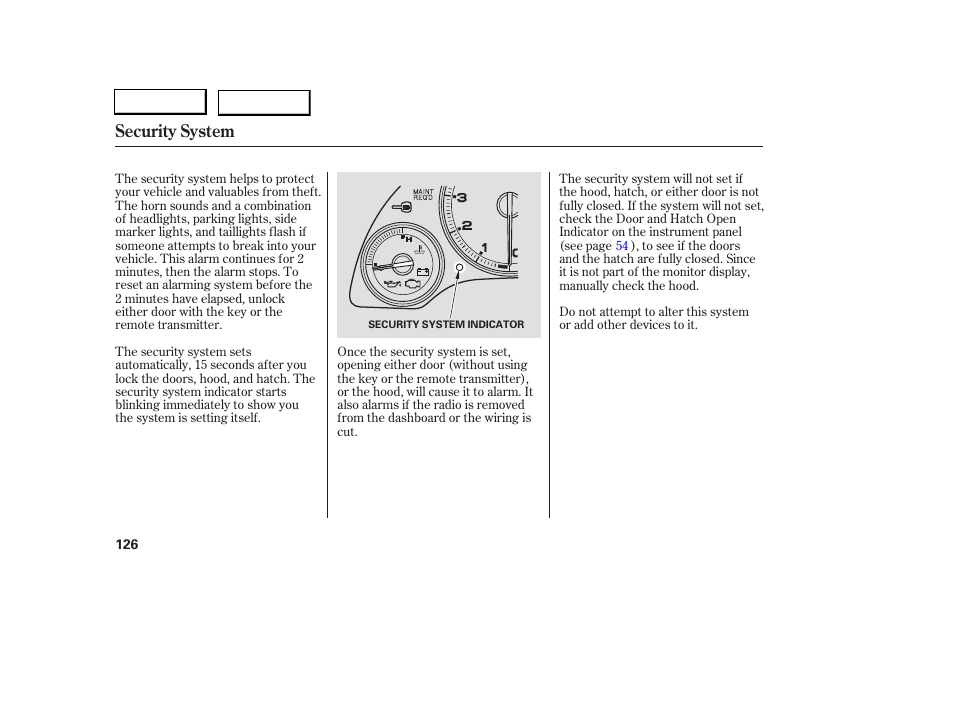 Security system | Acura 2006 RSX - Owner's Manual User Manual | Page 127 / 255