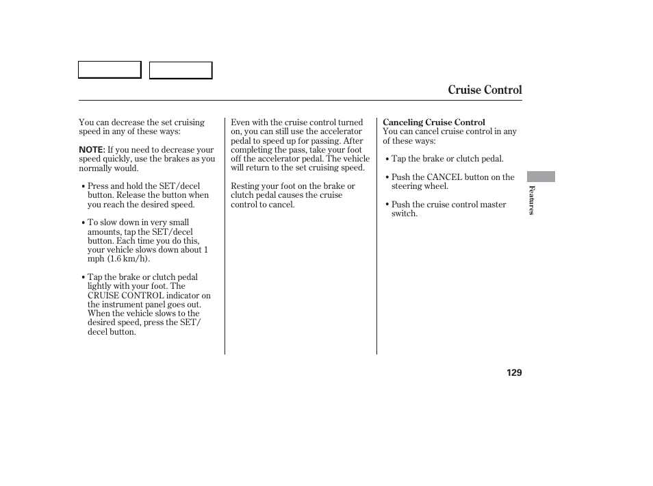 Cruise control | Acura 2006 RSX - Owner's Manual User Manual | Page 130 / 255