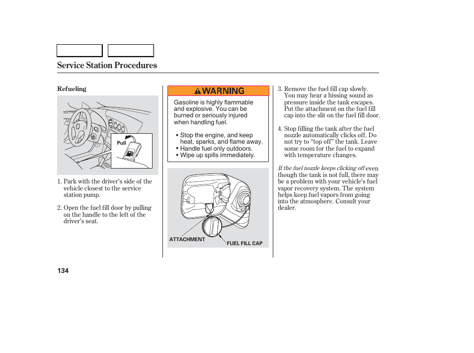 Service station procedures | Acura 2006 RSX - Owner's Manual User Manual | Page 135 / 255