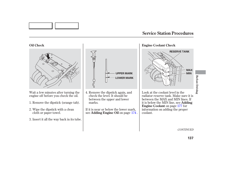 Service station procedures | Acura 2006 RSX - Owner's Manual User Manual | Page 138 / 255