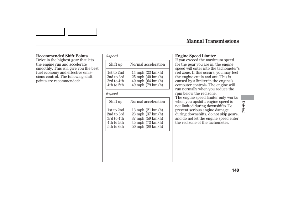 Manual transmissions | Acura 2006 RSX - Owner's Manual User Manual | Page 150 / 255