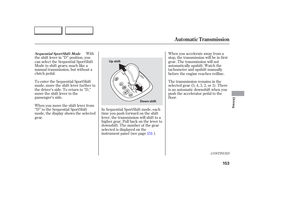 Automatic transmission | Acura 2006 RSX - Owner's Manual User Manual | Page 154 / 255