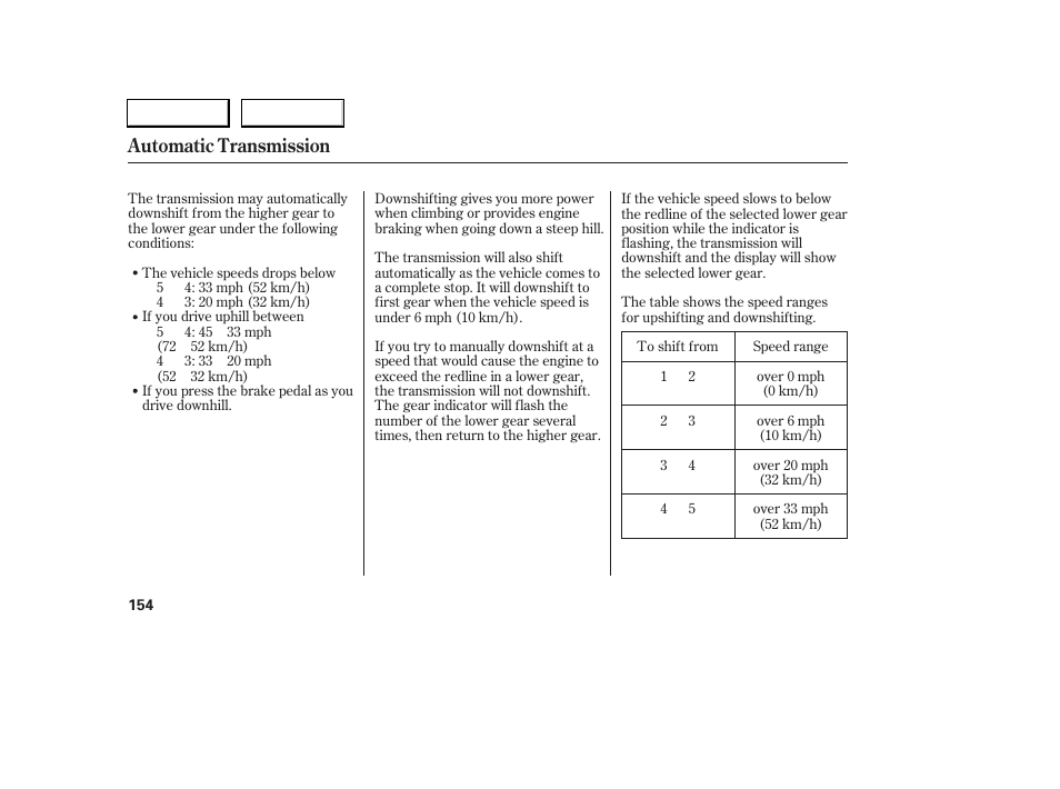 Automatic transmission | Acura 2006 RSX - Owner's Manual User Manual | Page 155 / 255