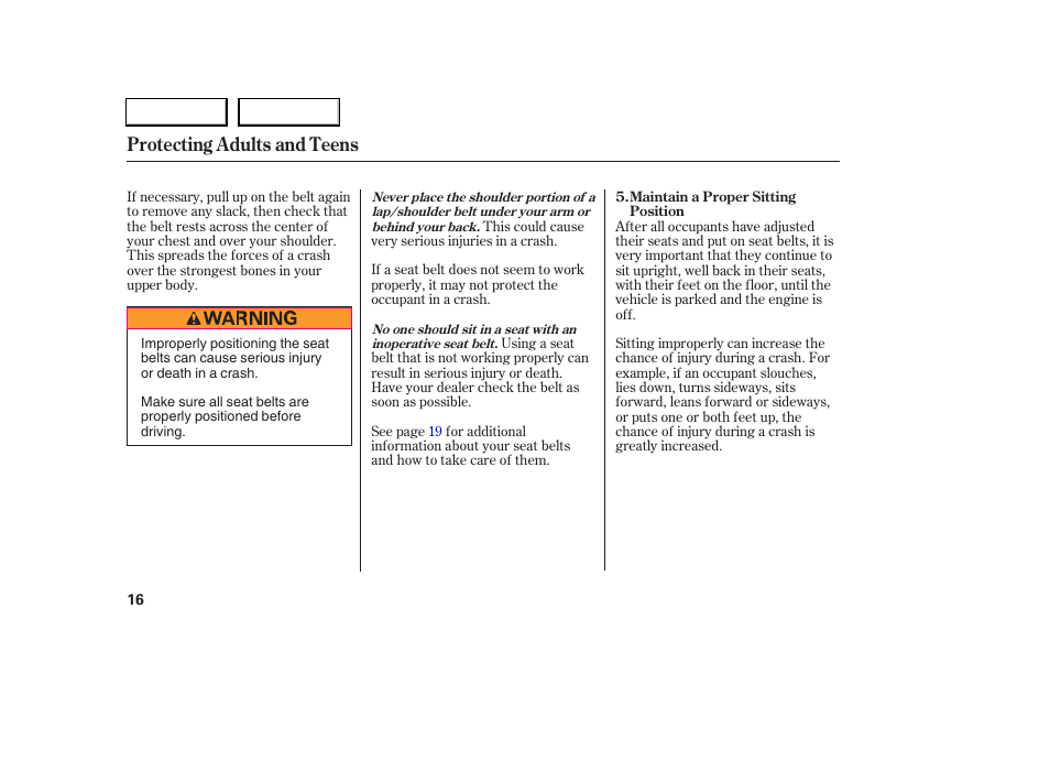 Protecting adults and teens | Acura 2006 RSX - Owner's Manual User Manual | Page 17 / 255