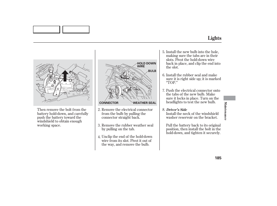 Lights | Acura 2006 RSX - Owner's Manual User Manual | Page 186 / 255