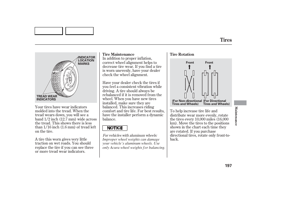 Tires | Acura 2006 RSX - Owner's Manual User Manual | Page 198 / 255