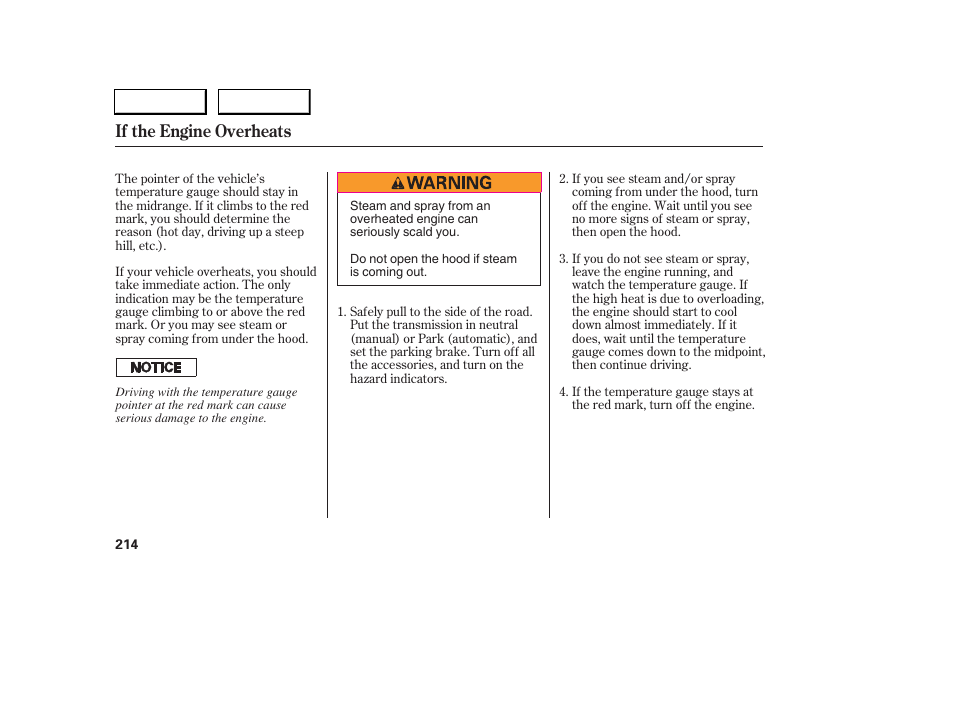 If the engine overheats | Acura 2006 RSX - Owner's Manual User Manual | Page 215 / 255