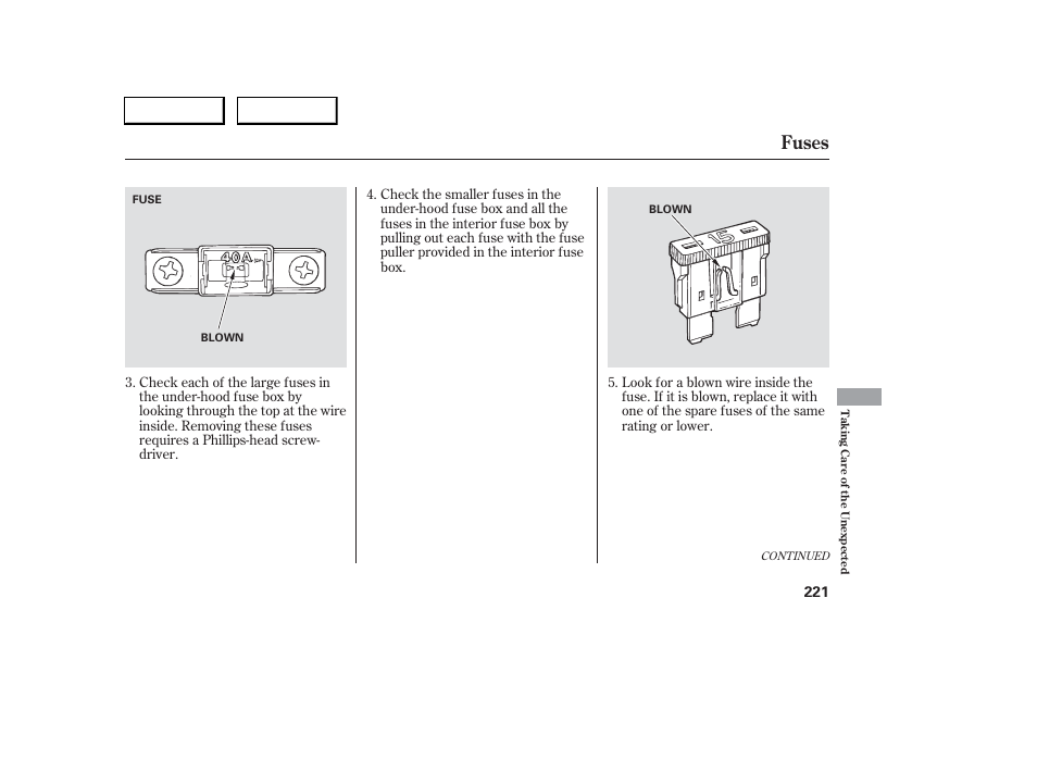 Fuses | Acura 2006 RSX - Owner's Manual User Manual | Page 222 / 255