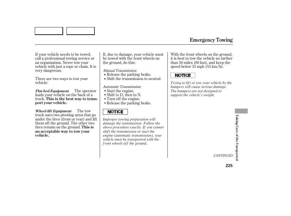 Emergency towing | Acura 2006 RSX - Owner's Manual User Manual | Page 226 / 255