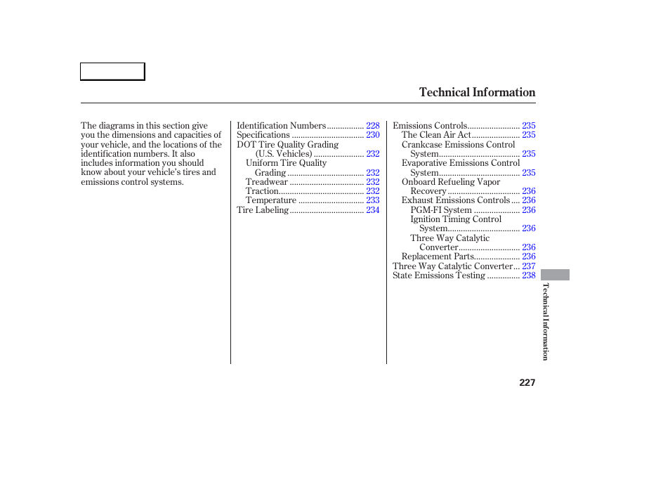 Technical information | Acura 2006 RSX - Owner's Manual User Manual | Page 228 / 255