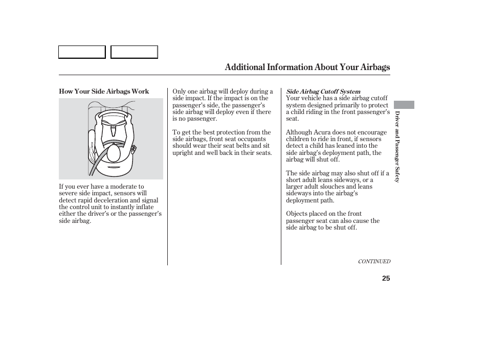 Additional information about your airbags | Acura 2006 RSX - Owner's Manual User Manual | Page 26 / 255