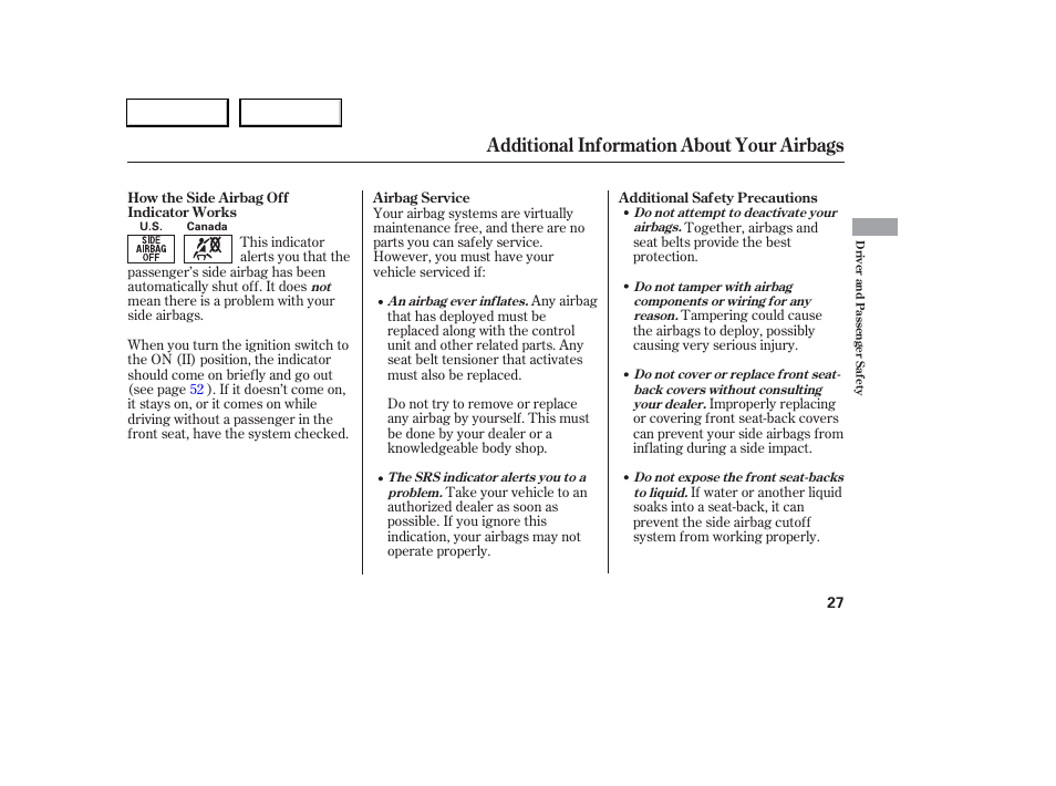 Additional information about your airbags | Acura 2006 RSX - Owner's Manual User Manual | Page 28 / 255