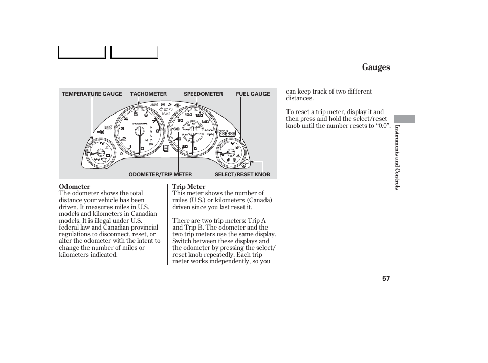Gauges | Acura 2006 RSX - Owner's Manual User Manual | Page 58 / 255