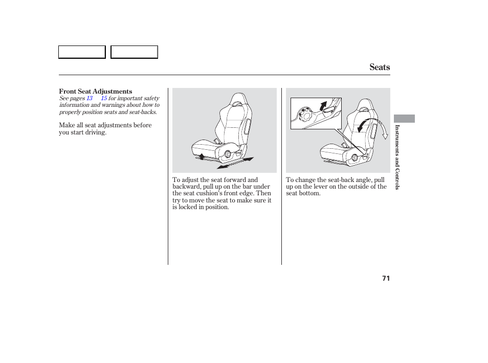 Seats | Acura 2006 RSX - Owner's Manual User Manual | Page 72 / 255